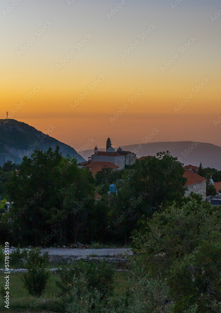 Village in the mountain in the sunset, Mount Lebanon, Douma, Lebanon Village in the mountain in the sunset, Mount Lebanon, Douma, Lebanon