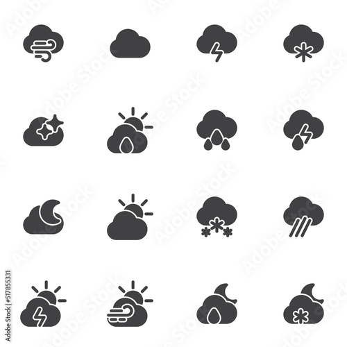 Weather, meteorology vector icons set