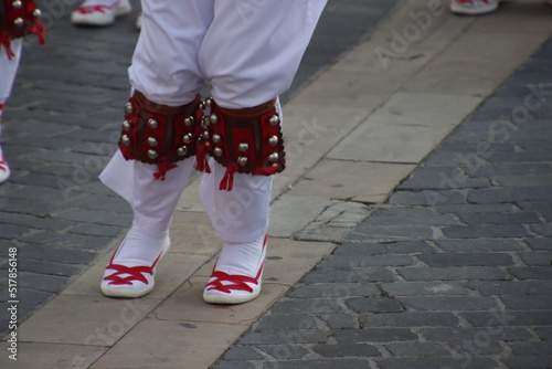 Basque folk dancers in the street