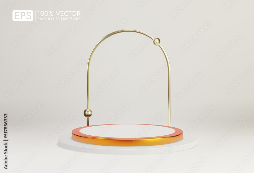 3d podium with gold bars for minimal scene product display. vector rendering on bright background. minimal studio room scene 3d podium with gold bars for minimal scene product display. vector rendering on bright background. minimal studio room scene