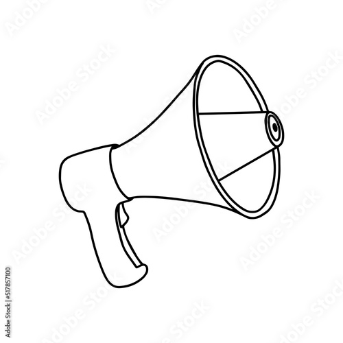 Outline Megaphone Template. Vector illustration. Copy space. Linear, vector, realistic, outline illustration.