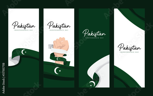 Pakistan flag illustrations. Independence day celebrations design template 