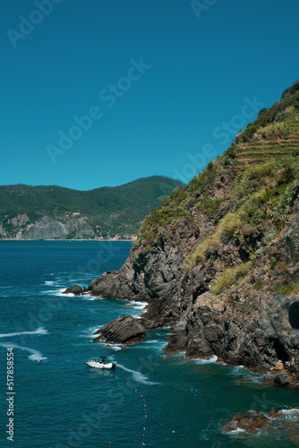 turquoise sea shore in Vernazza, Italy 