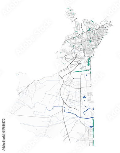 Catania map. Detailed map of Catania city administrative area. Cityscape urban panorama.