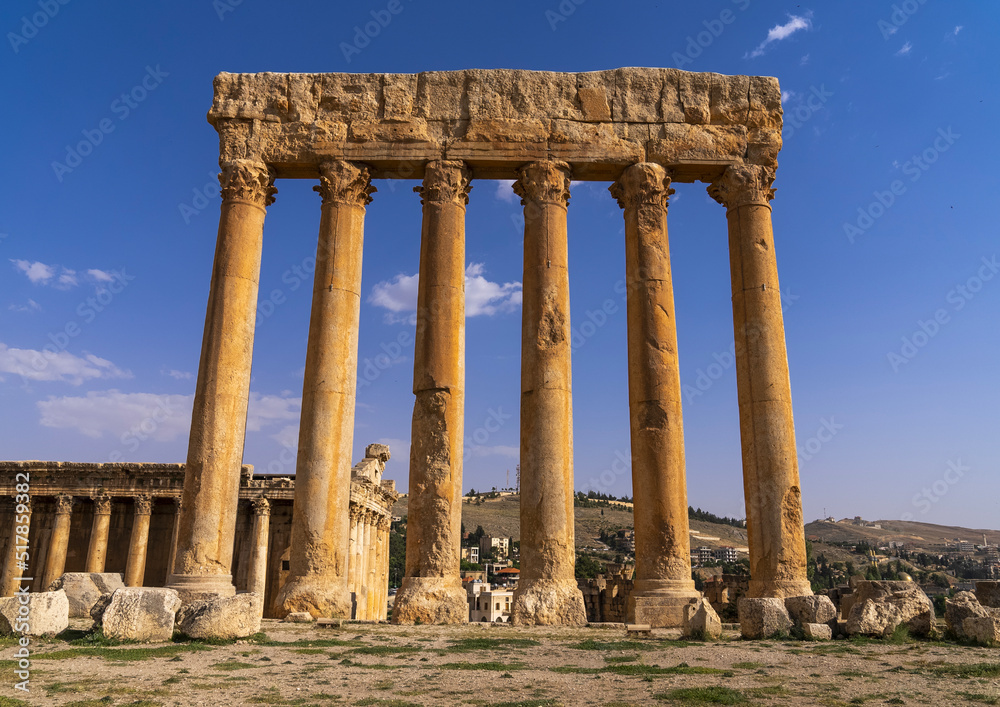Roman temple of Jupiter in the archaeological site, Baalbek-Hermel Governorate, Baalbek, Lebanon Roman temple of Jupiter in the archaeological site, Baalbek-Hermel Governorate, Baalbek, Lebanon