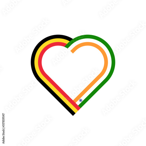 friendship concept. heart ribbon icon of belgium and india flags. vector illustration isolated on white background