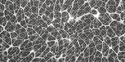 Top view of transparent imitation of water movement under illumination. Liquid surface with caustic ripples as a seamless pattern on black background. The texture of the pool with sun glare.