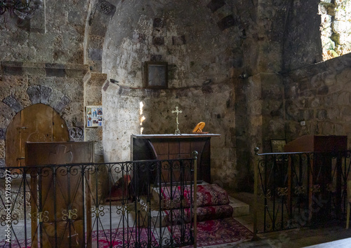 Double altar of Mar Challita Saint-Arthème crusader church, Governorate of North Lebanon, Tannourine El Faouqa, Lebanon