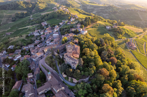 Aerial view of Cigognola Castle - Oltrepo Pavese Italy photo