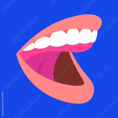 Open mouth with tongue pressed to the palate