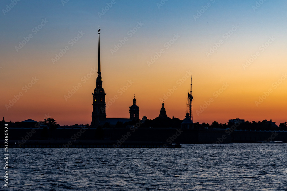 Silhouette of the Peter and Paul fortress in St.Petersburg 