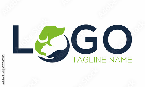 Cat Dog Hand Care Logo Design Concept