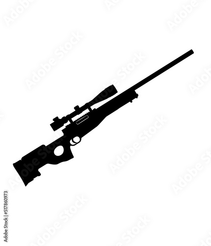 Gun silhouette on a white backing.