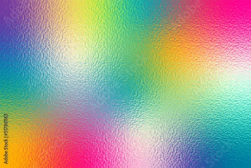 Bright color gradient with foil effect. Multicolor fashion pattern. Dopamine dressing style bg. Neon colors texture. Rainbow background. Colored metal backdrop design for prints. Vector illustration