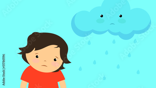 sad boy on the background of clouds