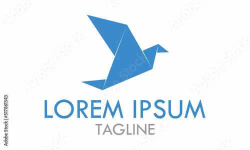 Blue Fold Origami Bird Logo