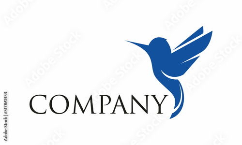 Blue Simple Humming Bird Logo Design Concept