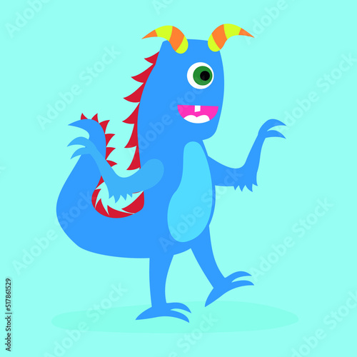 blue one-eyed monster with horns