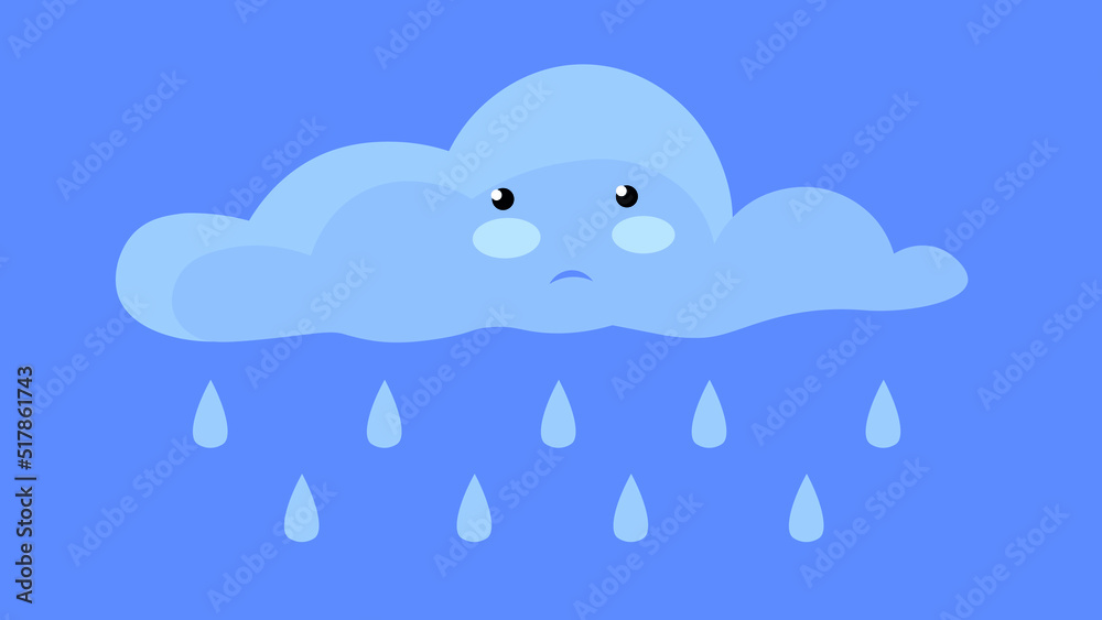 Rain cloud with a sad face Rain cloud with a sad face