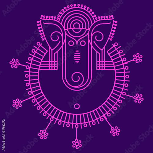 Indian Religious Festival Ganesh Chaturthi Greeting Background Template with Creative Lord Ganesha
