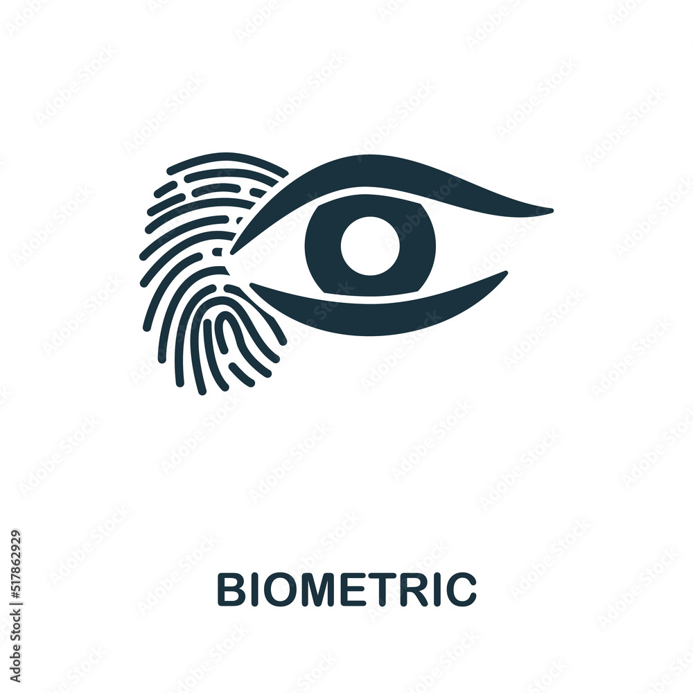 Biometric icon. Monochrome simple Cybercrime icon for templates, web design and infographics