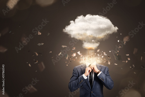 Businessman with an exploding head photo