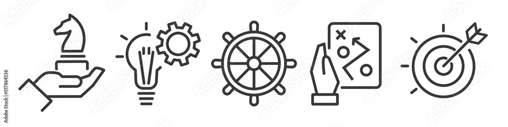 Business vector icon collection on white background -  busuness idea, strategy, creativity, goals, options and  planning