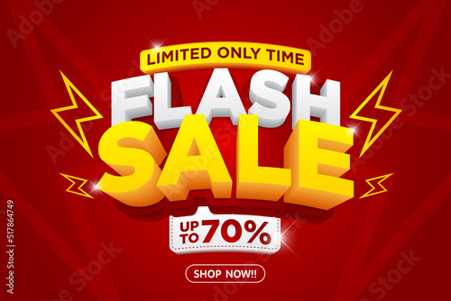 Flash Sale Shopping banner with Thunder sales banner template design for social media and website.Limited Only time and Flash Sale campaign