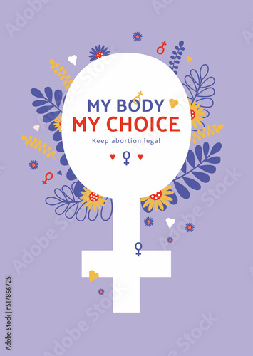 My body my choice flat illustration concept poster
