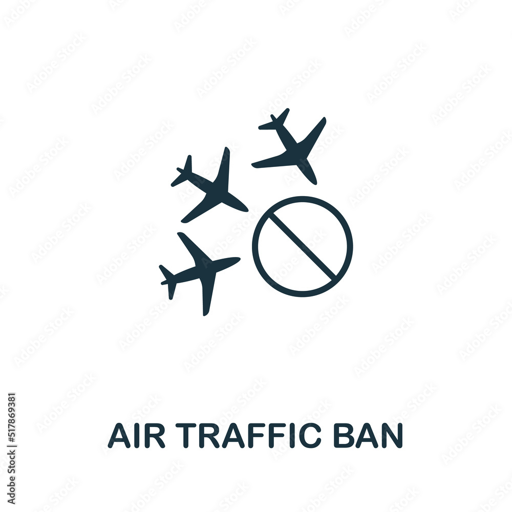 Air Traffic Ban icon. Monochrome simple line Economic Crisis icon for templates, web design and infographics