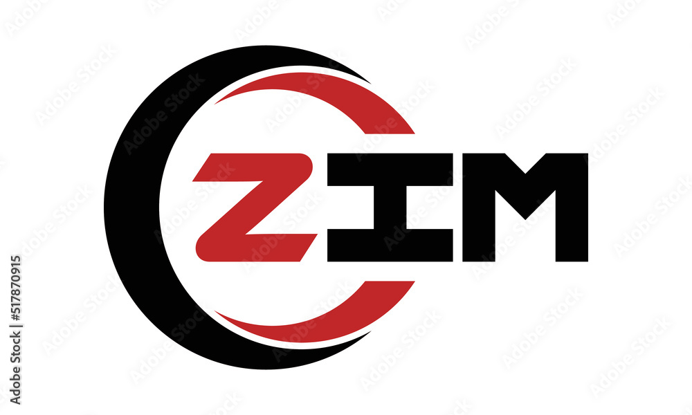ZIM swoosh three letter logo design vector template | monogram logo | abstract logo | wordmark logo | letter mark logo | business logo | brand logo | flat logo | minimalist logo | text | word | symbol - obrazy, fototapety, plakaty 