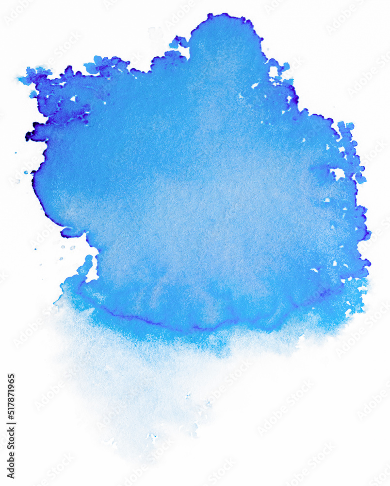 Blue watercolor blotch splatter droplets.