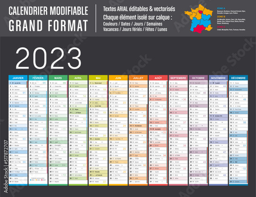 Calendrier 2023 modifiable - Grand format