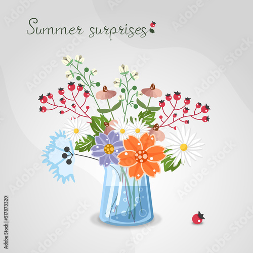 Summer flowers in glass vase