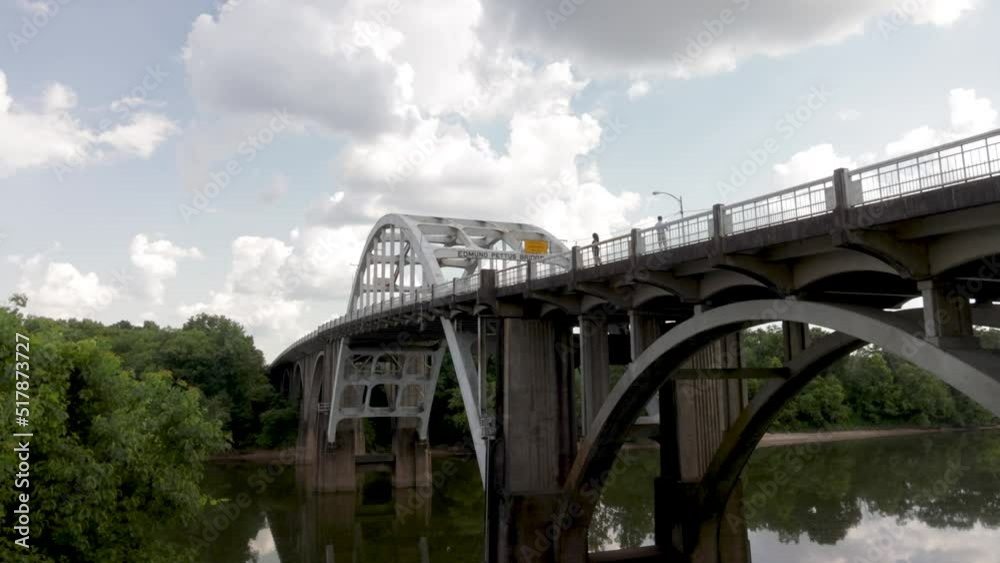 Edmund Pettus bridge in Selma, Alabama from below with pan in slow motion. Edmund Pettus bridge in Selma, Alabama from below with pan in slow motion.
