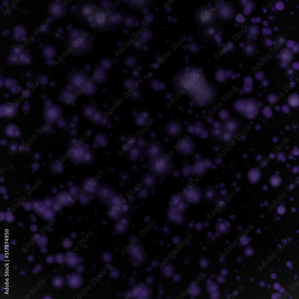 Abstract purple bokeh on black background fragments fantasy digital art. Abstract purple bokeh on black background fragments fantasy digital art.