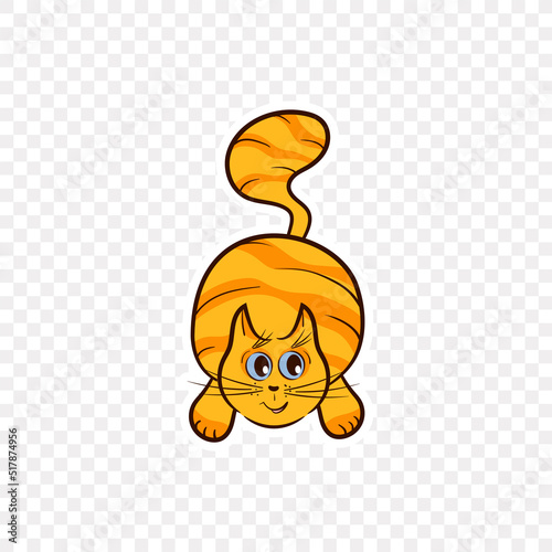 Striped ginger cat. Vector illustratione. Color sticker photo