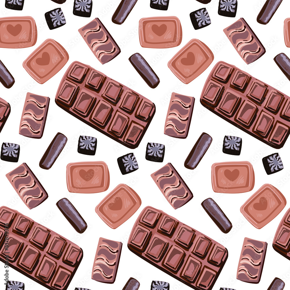 
Chocolates and sweets. Seamless pattern with sweets.