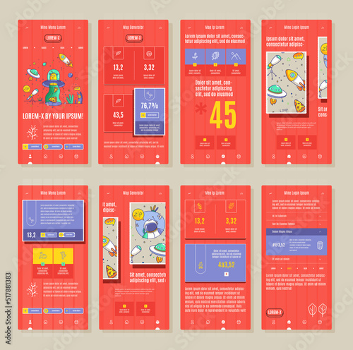 Vector Phone GUI Template. Wireframe UI Kit.
