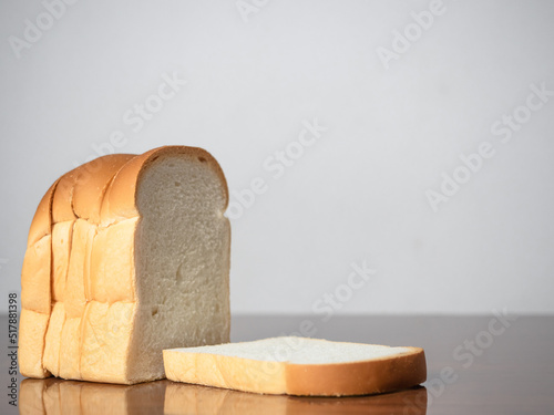 Fresh slice bread on the table copy space