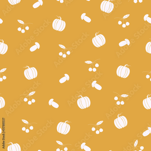 Autumn pattern .Paper art illustration. Vector fabric seamless pattern.