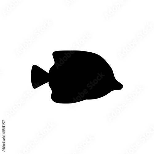 Best yellow tang silhouette vector for yellow tang icon illustration on white background