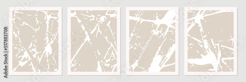 Set of abstract organic shapes, lines and textures in white on neutral nude and beige background.