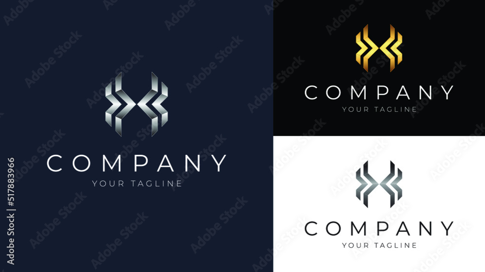 Alphabet X logo icon design template. Letter X symbol Logo in silver, gold colours icons vector Illustration