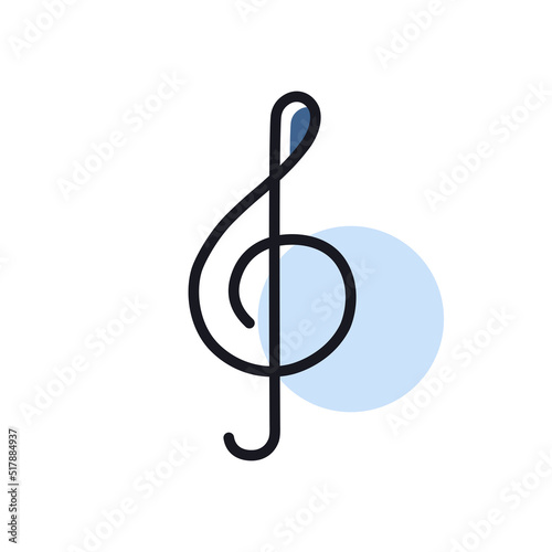 Treble clef vector isolated icon. Music sign