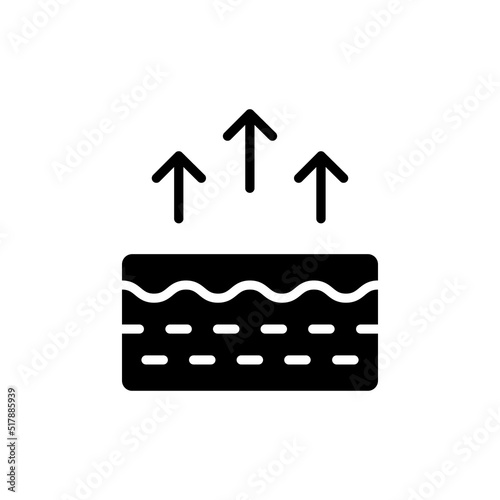 Moisture Evaporation of Skin Silhouette Icon. Skin Water Loss Pictogram. Skin Structure and Arrows Up Moisture Wicking Process, Skin Odor Concept Icon. Isolated Vector Illustration