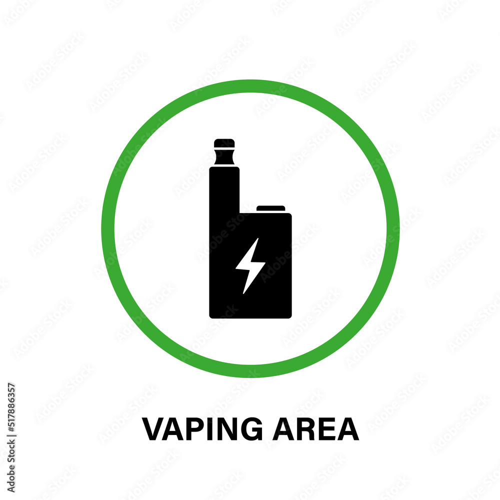 Obraz premium Vape Zone Place Glyph Silhouette Icon. Vaping Electric Cigarette Area Sign. Smoke Electronic Cigarette Zone Green Pictogram. Safe Smoking E-Cigarette Room Allow Symbol. Isolated Vector Illustration
