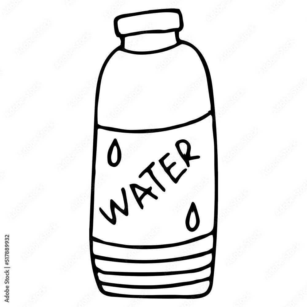Handdrawing bottle of water black and white isolated. Stock vector illustration. Handdrawing bottle of water black and white isolated. Stock vector illustration.