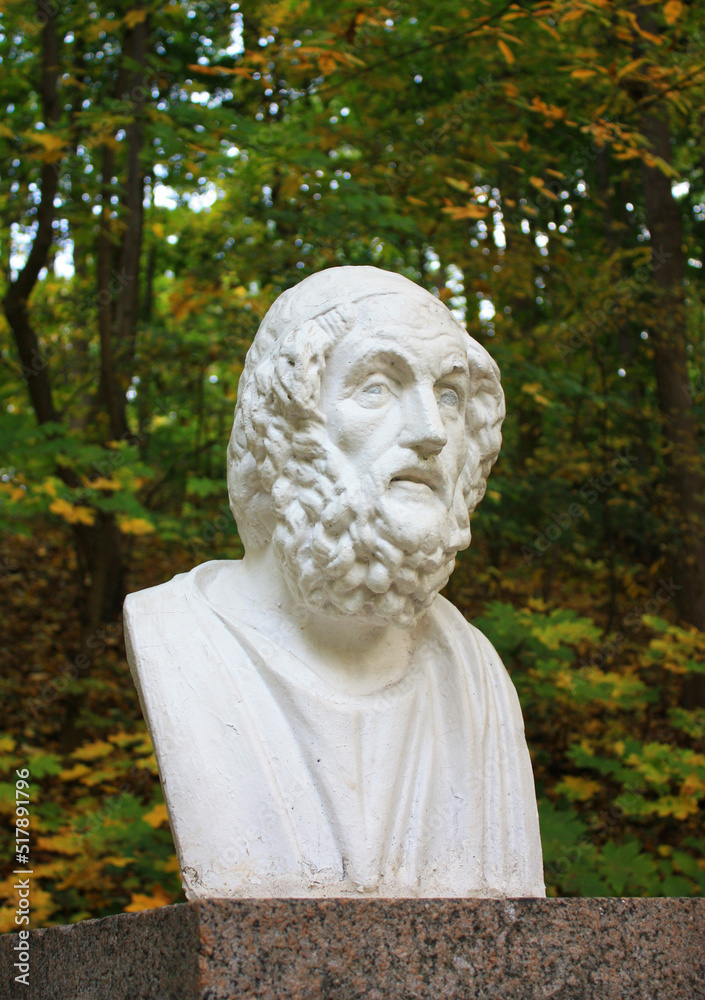 Bust of Homer in National dendrological park 