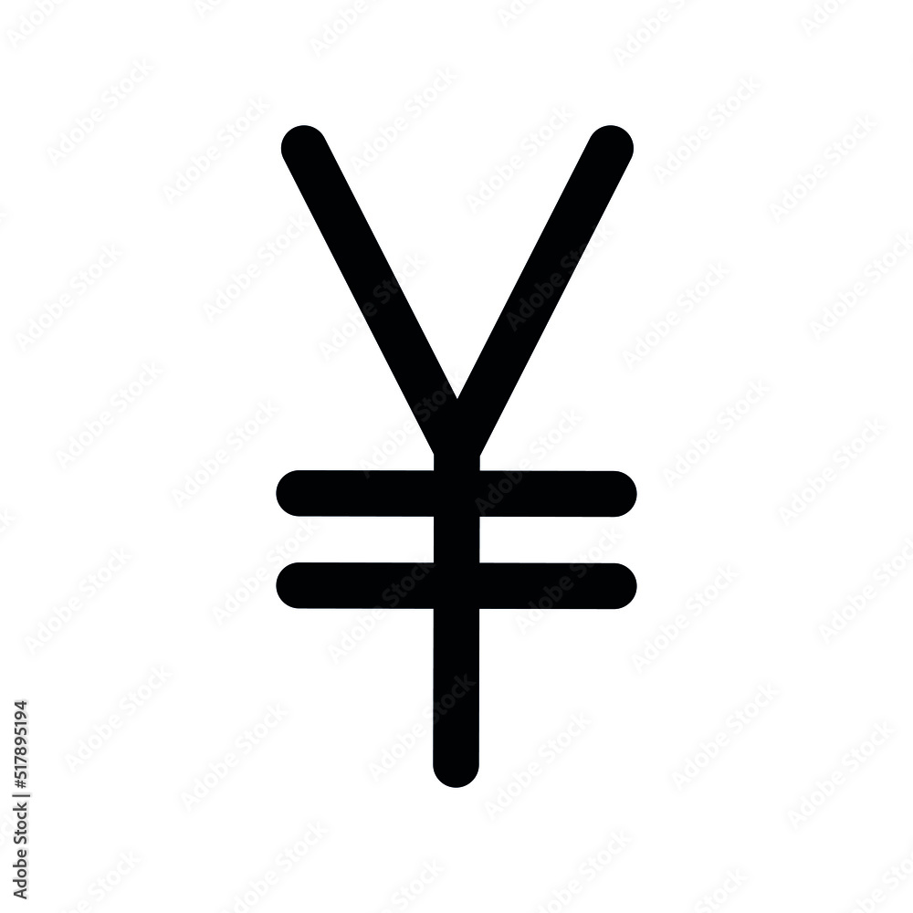Fototapeta premium Vector hand drawn yuan sign isolated on white background